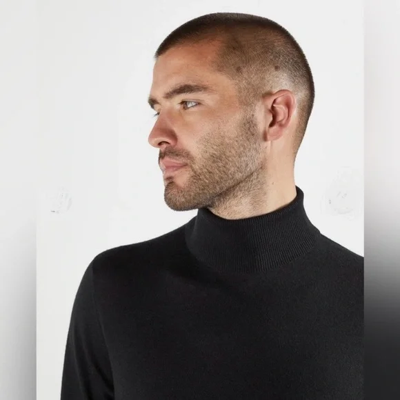 Ted Baker London EXARNO Black Wool Cashmere Blend Roll Neck Sweater - Picture 4 of 16